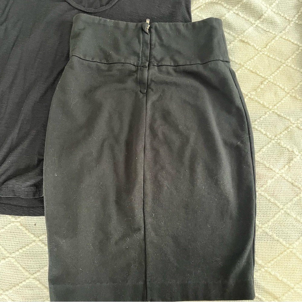 James Perse short and skirt set black size 1 skirt size 3 top - Picture 4 of 5